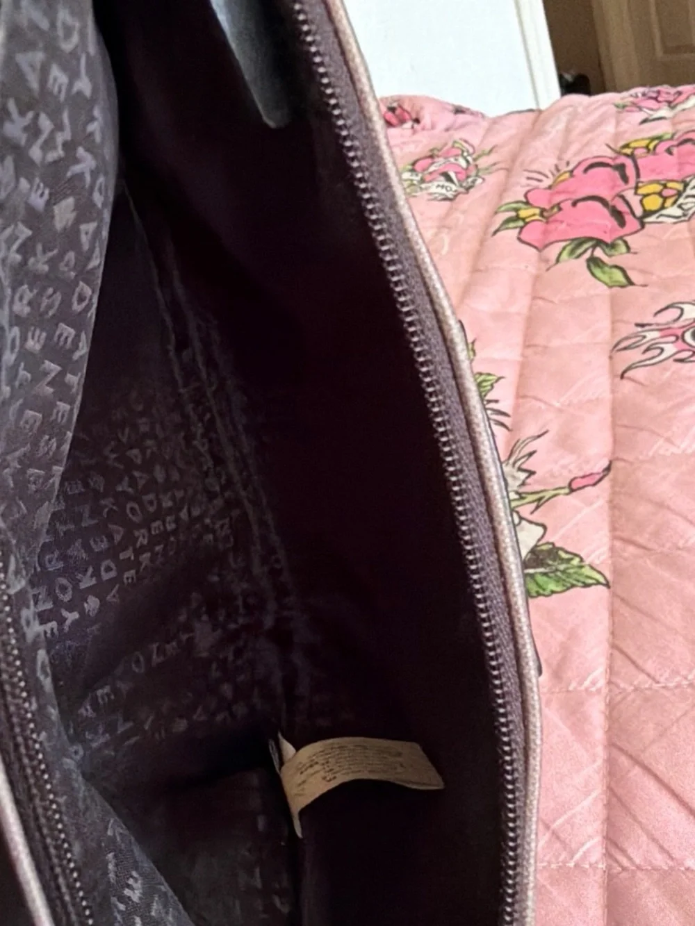 kate spade Canvas Clutch with Owl Print - Taupe and Cream Accents